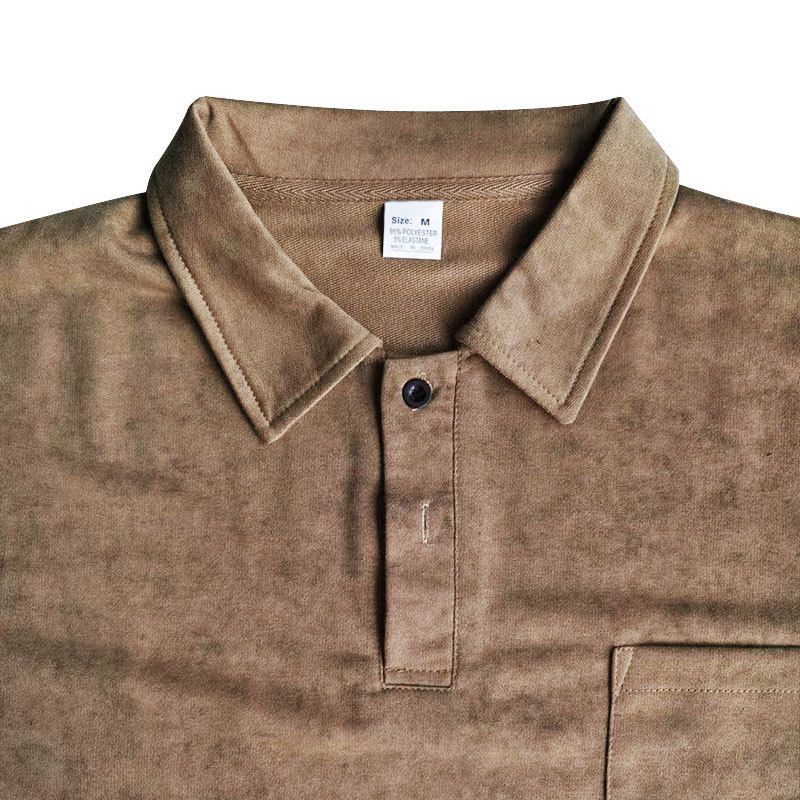 Sommer Neue Herren Gewaschene Turn-Down Kragen Button T-Shirt Übergröße Vintage Casual Kurzarm_voghion.com