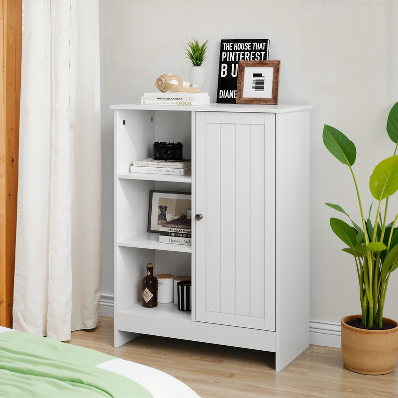 Badezimmerschrank Weiß 60x80cm con 1 Schrank, 3 Offenen Fächern_voghion.com
