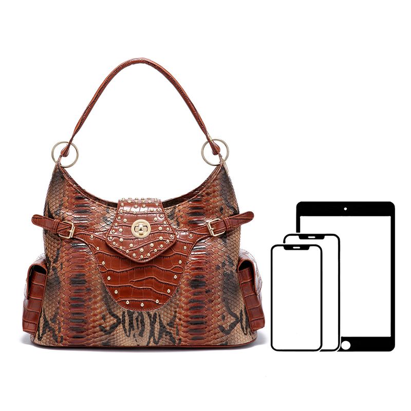 Borsa a mano con tracolla e motivo serpente, stile retrò, da donna_voghion.com