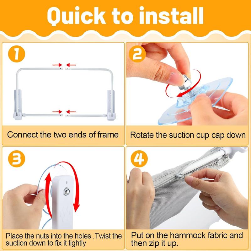 Perch Folding Window Sill Stand Strong Suction Cup Cat Nest Pet Hammock_voghion.com