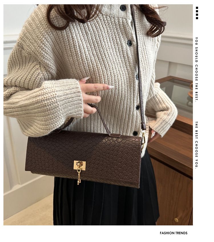 Handtas met geweven patroon, gepersonaliseerde schoudertas, messenger bag, minimalistische stijl, kleine vierkante tas_voghion.com