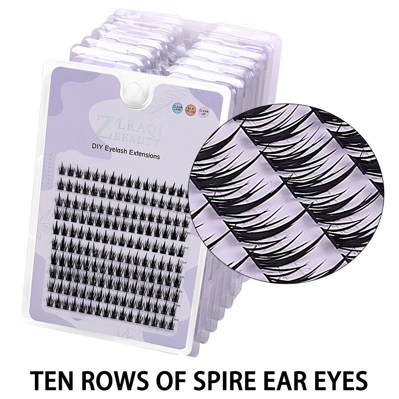 Große Kapazität, 10 Reihen, Spire Wheat Spike, falsche Wimpern, dichter Fischschwanz, Selbstverlängerung, Make-up-Tool, 10-teiliges Set_voghion.com