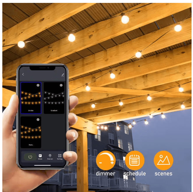 50-light 100ft LED Globe String Lights Bluetooth App Control_voghion.com