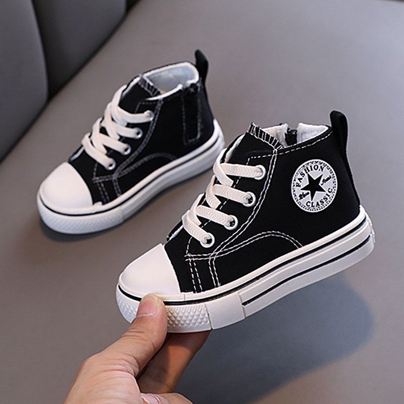 SHLIANG Scarpe da ginnastica per bambini in tela alte con cerniera laterale, comode e traspiranti, con fondo morbido e antiscivolo, scarpe casual da tavola Y0036_voghion.com