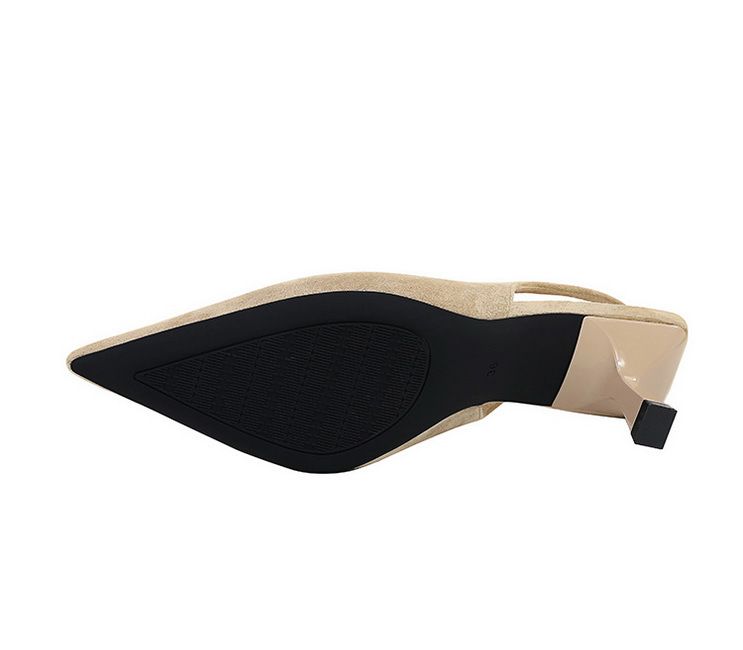 8295 Suede High-heeled Shoes With Pointed Hollowed Out Wine Glass Heel , Shallow Back Strap, Plain Single Shoe For_voghion.com