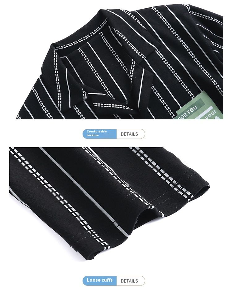 Katoenen nachtkleding heren lente lange mouwen 2023 nieuwe gestreepte herfst en winter dunne oversized thuispakset_voghion.com