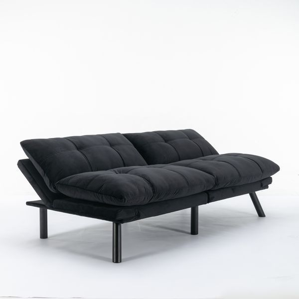Black Convertible Folding Modern Sofa Bed_voghion.com