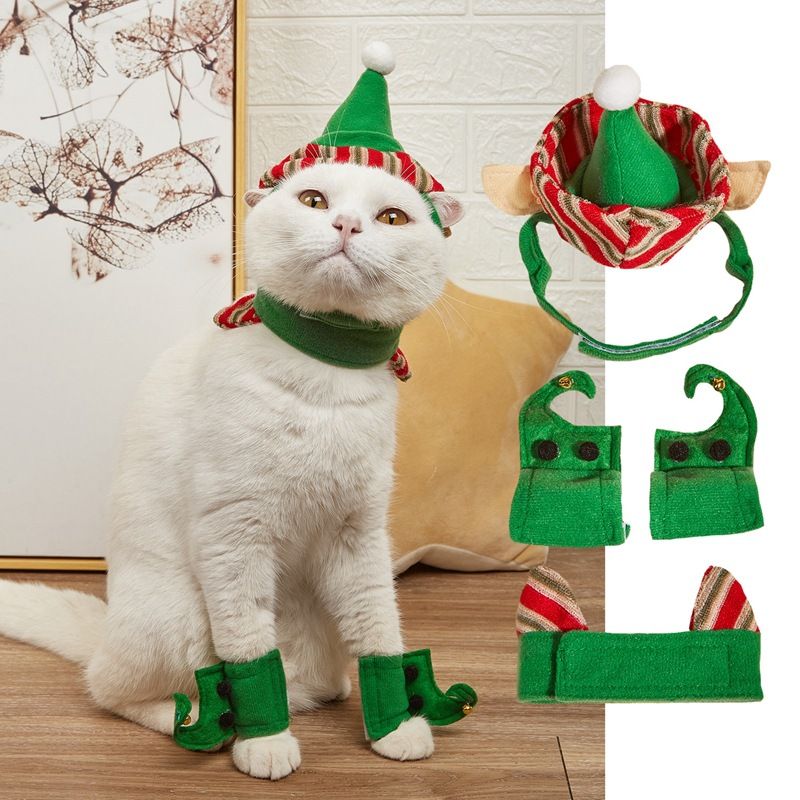 Julemode klassisk rødgrønt gevir lys Hairball stjerner hund kat pandebånd hovedbeklædning_voghion.com