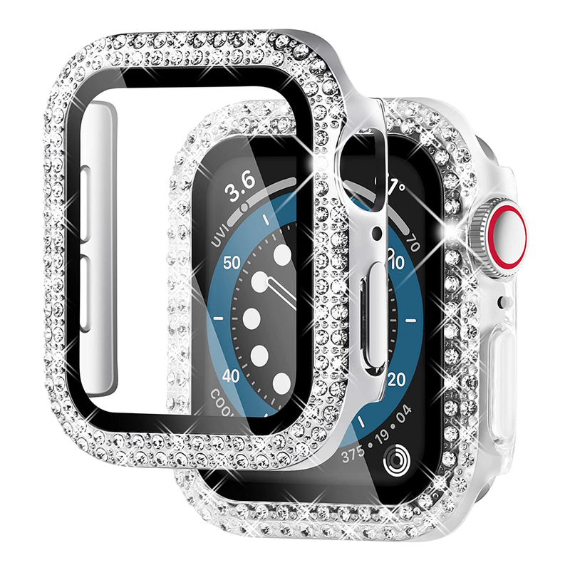 Diamond Cover voor horlogekast 45mm 41mm 44mm 40mm 42mm 38mm Gehard glazen bumper schermbeschermer iWatch serie 7 SE 6 8 5_voghion.com