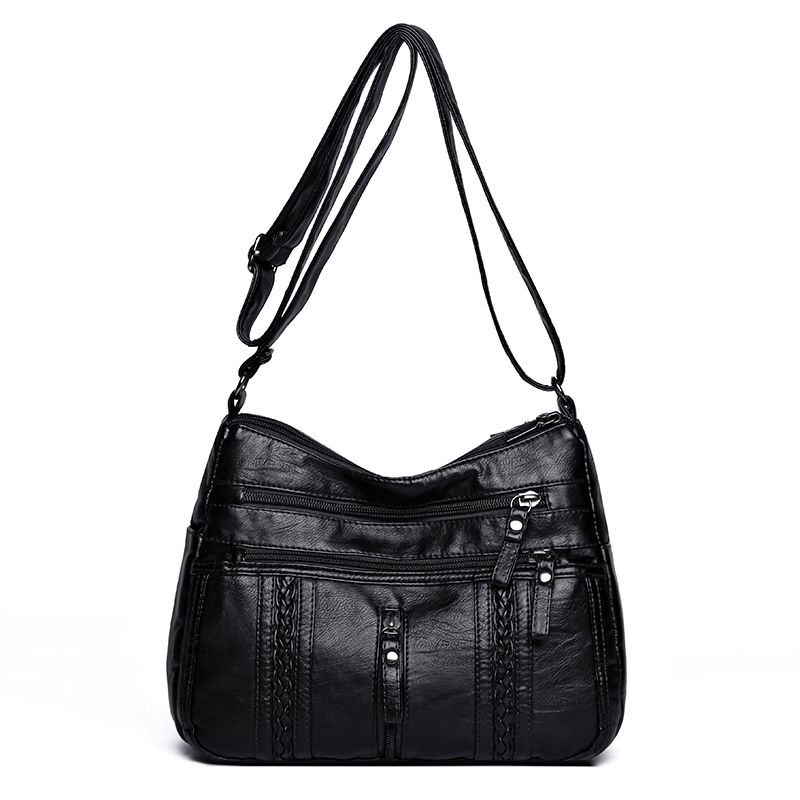 Borsa a tracolla leggera semplice da mamma, casual, in morbida pelle, lavata, nuova, grande capacità, 2024_voghion.com