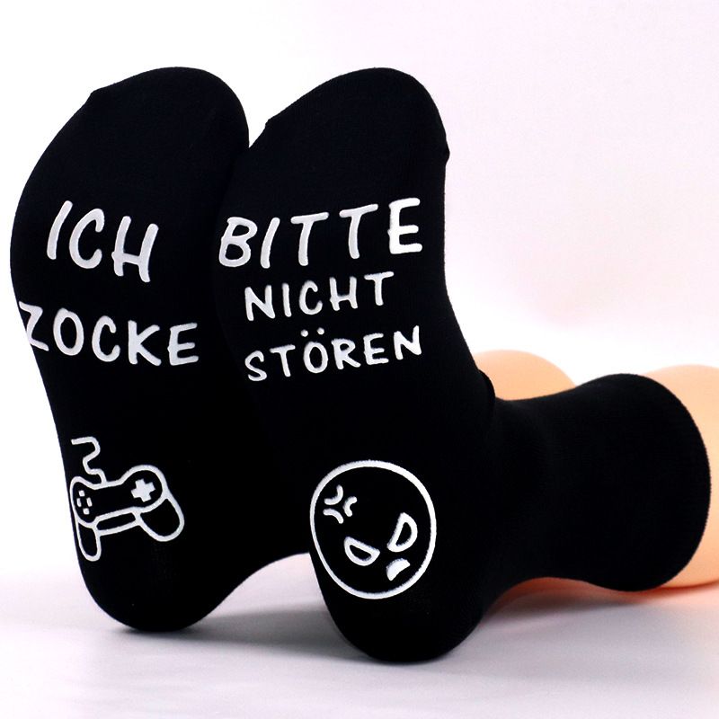 Bomullsstrumpor med mittrör och monogram, halkfria golvstrumpor_voghion.com