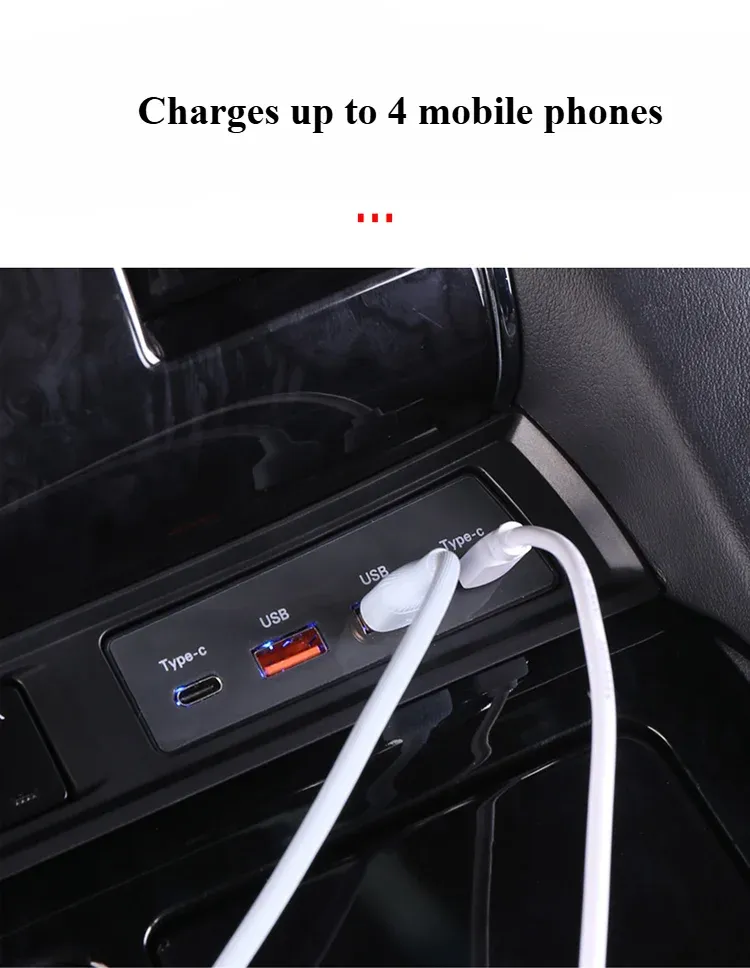 Pour Toyota Alphard/Vellfire 30S Hub USB/PD Charge rapide Multi-Port Panneau central Prise allume-cigare Adaptateur secteur_voghion.com