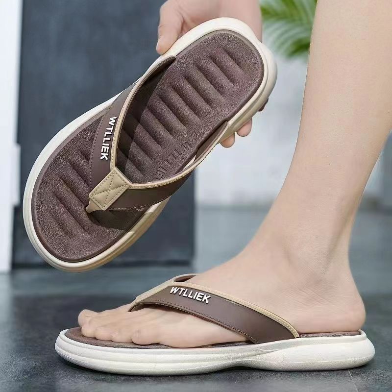 Sandali a spina di pesce per abbigliamento casual estivo, marchio alla moda antiscivolo con suola spessa e intersuola in EVA con clip, sandali da spiaggia da uomo e_voghion.com