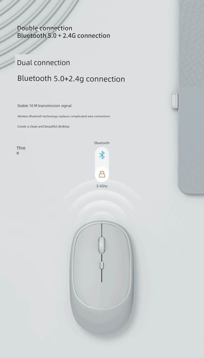Tastiera e mouse portatili ricaricabili wireless a doppia modalità G Bluetooth per casa, ufficio, iPad, tablet, muto_voghion.com