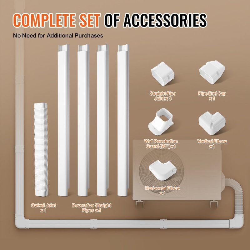 Componenti Split Line Drative PVC L 3 pollici W Condotti per Con linea Mini 4 Set di coperture dritte Condizionatore Aria Completa Copertura per tubi da 15,8 piedi_voghion.com