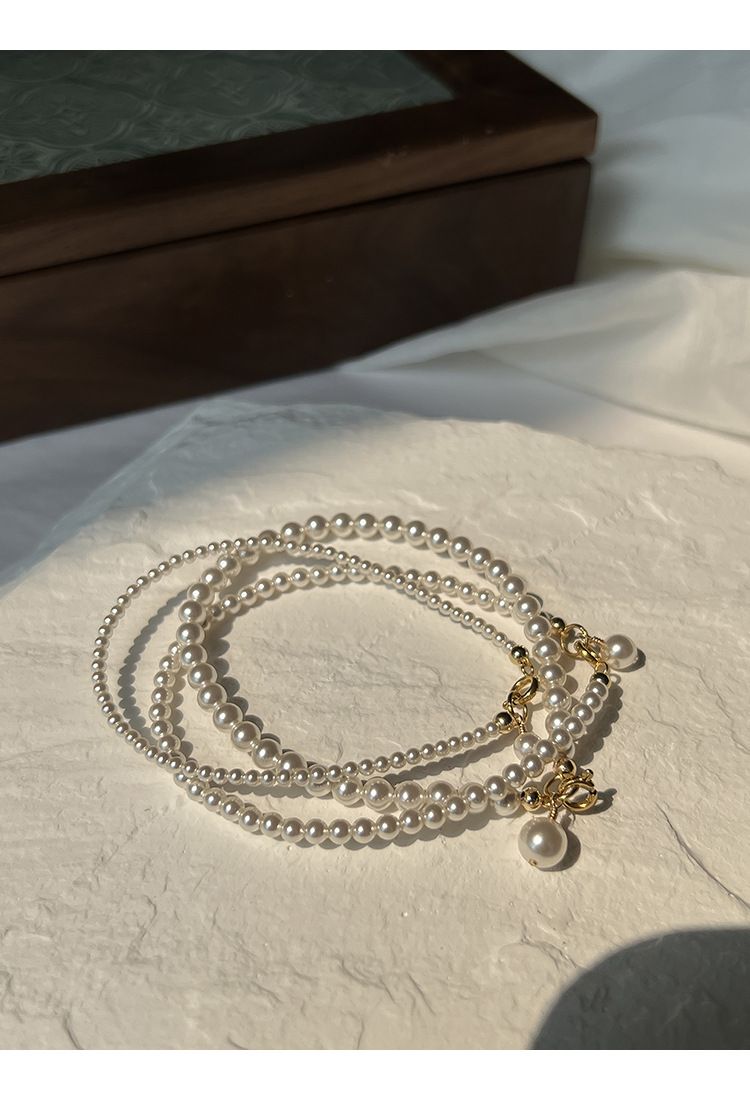 Braccialetto semplice con perle rotonde leggere e resistenti, classico Mini Shi Jia, stile squisito per i blogger di nicchia._voghion.com