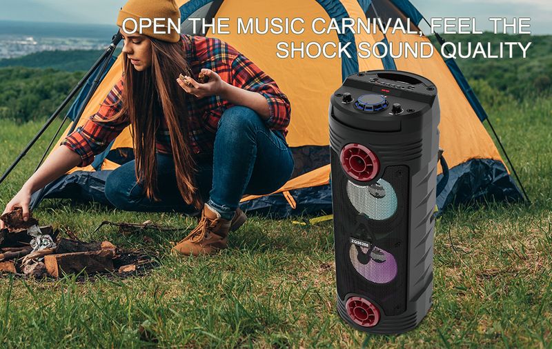 Sing-e ZQS6208 Çift 6 inç RGB Bluetooth Hoparlör Açık Hava Yüksek Güçlü Mikrofon Kare Dans Karaoke Ses_voghion.com