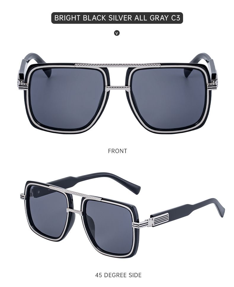 Occhiali da sole da uomo con montatura quadrata grande, occhiali da sole da uomo con protezione solare di alta qualità_voghion.com