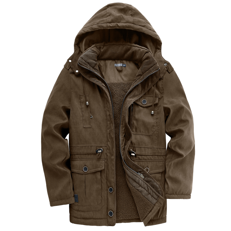 CT Herren Plus Verdickter, einfarbiger, großer, mittellanger Baumwollmantel, lässige Lammwolljacke_voghion.com