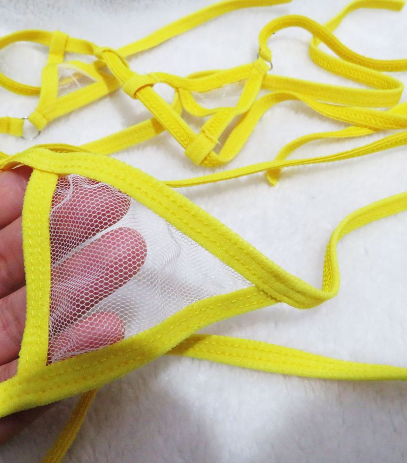 Intimates damski mini kostium kąpielowy strój kąpielowy damski seksowny przezroczysty trzypunktowy kostium bikini z siateczki_voghion.com