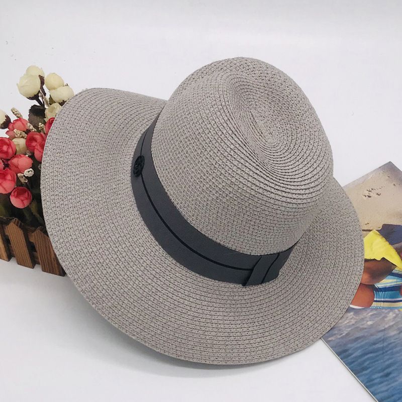 Cappello da sole da donna primaverile ed estivo pieghevole Cappello Panama British cappello di paglia con protezione solare Cappello da spiaggia_voghion.com