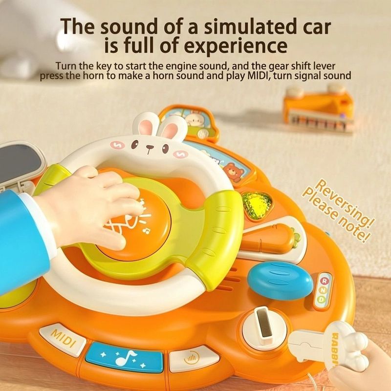 With Sounds Baby Steering Wheel Toy Simulate ABS Montessori Toy Educational Intellectual Exercise Driving Musical Toys F_voghion.com