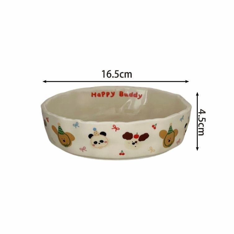 High-Quality Hand-Pinched Ceramic Deep Cute Cream Color Matte Pasta Salad Breakfast Fruit Plate Dish_voghion.com