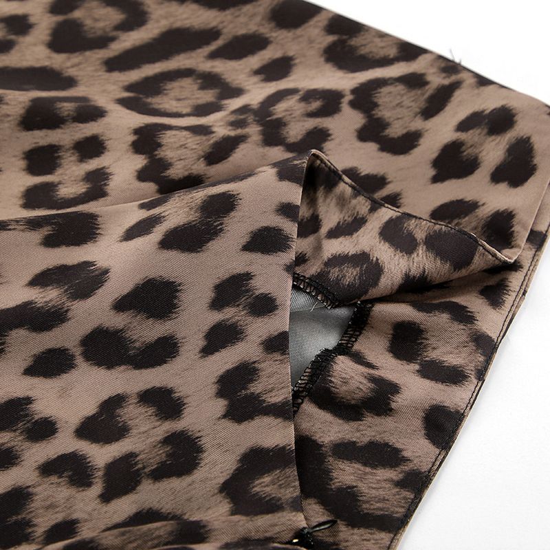 Gonna lunga a coda di pesce con stampa leopardata, gonna lunga fino al pavimento, abbigliamento da donna, gonna lunga drappeggiata_voghion.com