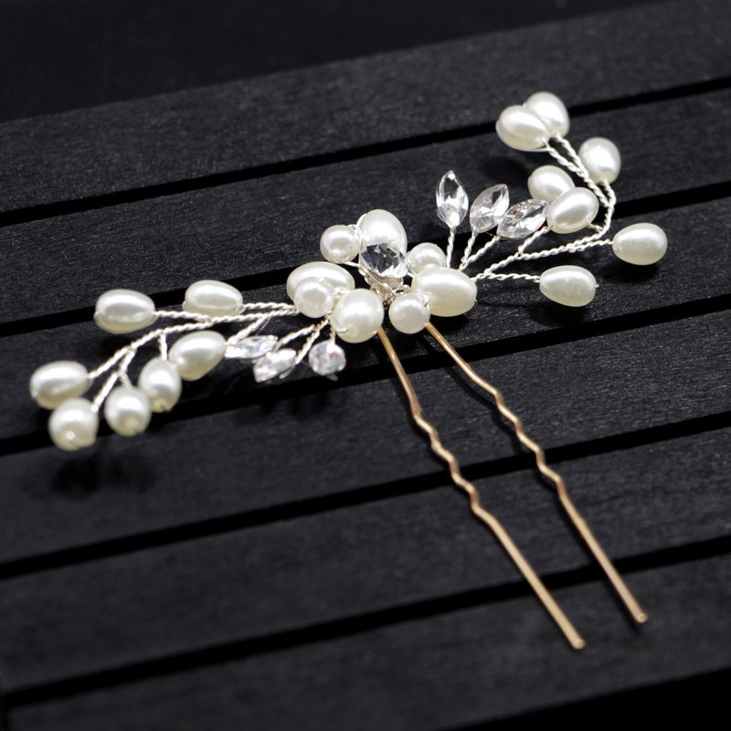 Ebay cross-border supply Korean bridal handmade pearl crystal hairpin pin U-shaped clip wedding headwear_voghion.com