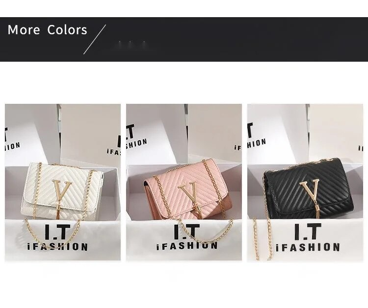Sac à bandoulière brodé à rayures pour femmes, nouvelle mode, décoration de pompon en forme de V, sac à bandoulière polyvalent à la mode_voghion.com