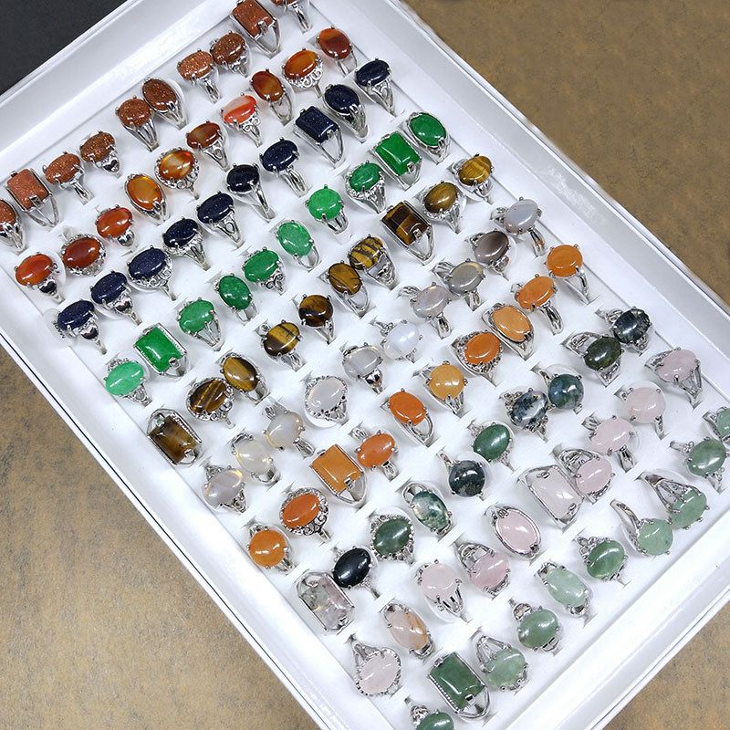 Natural gemstone alloy rings in different colors_voghion.com