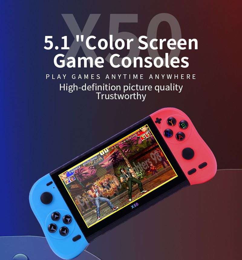 5.1 inch large screen high definition game console 8G memory retro PSP handheld arcade X50 double joystick handheld game console_voghion.com