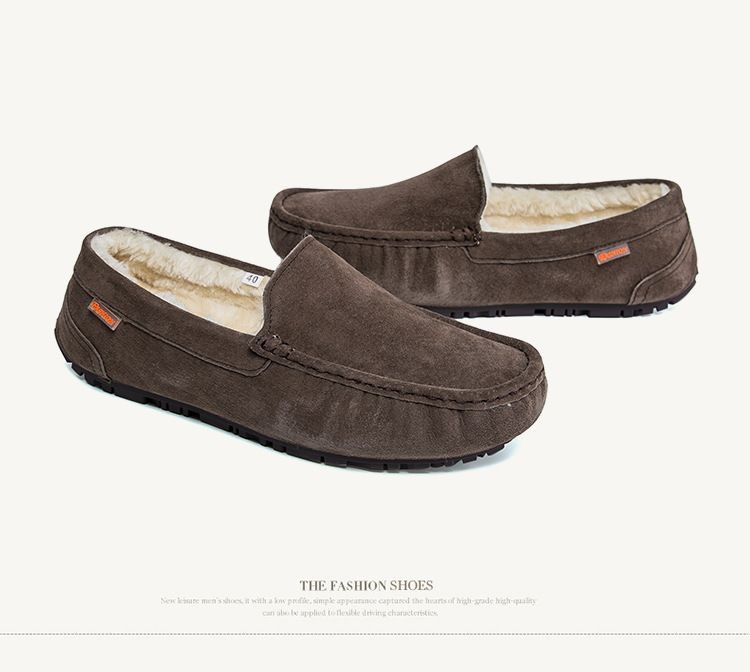 501-3 Winter Heren Bean Schoenen Katoenen Schoenen Rijschoenen Lage Top Mid-mouth Flip-on Warme Platte Casual Leren Schoenen met Fluweel_voghion.com