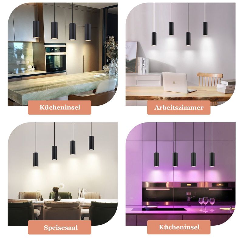 Glitzerlife Hängelampe Esstisch Schwarz 4 Flammig - Pendelleuchte GU10 Industrial Esszimmerlampe Hängend Metall Moderne Hängeleuchte Für Innen Küche Schlafzimmer_voghion.com