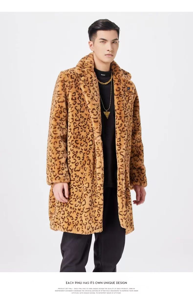 Abbigliamento maschile Cappotto casual da uomo con colletto alla coreana, di media lunghezza, alla moda, di grandi dimensioni, in pelliccia, spesso e caldo_voghion.com