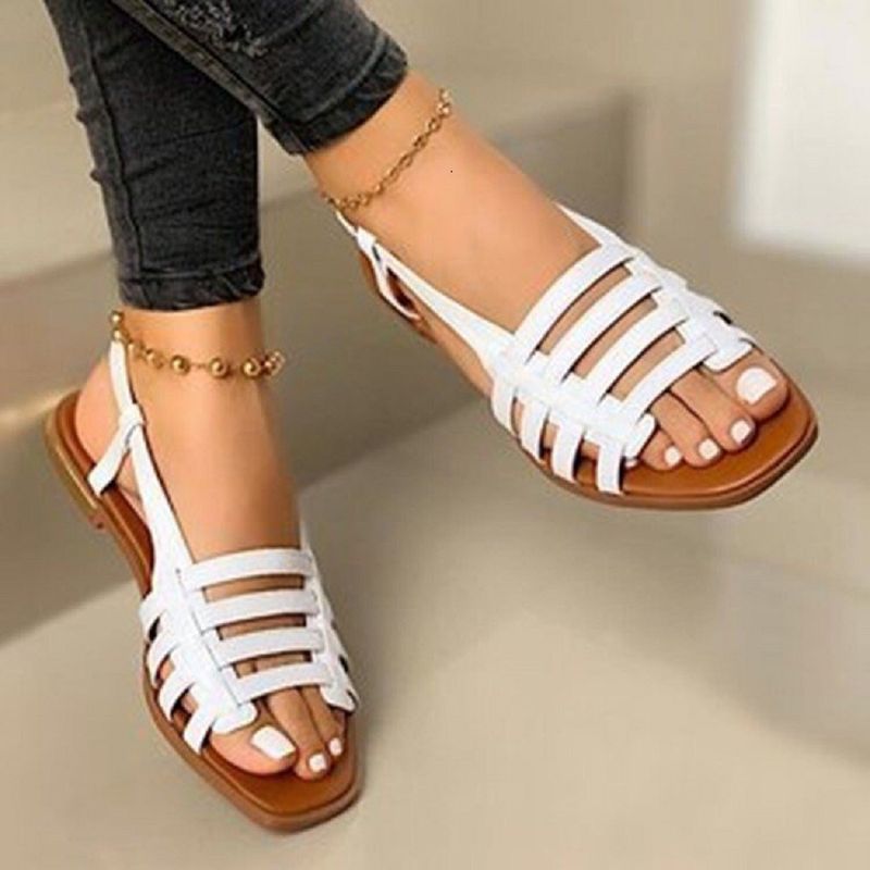 Neue flache Sandalen Frühlings- und Sommermode gewebte Strandschuhe_voghion.com