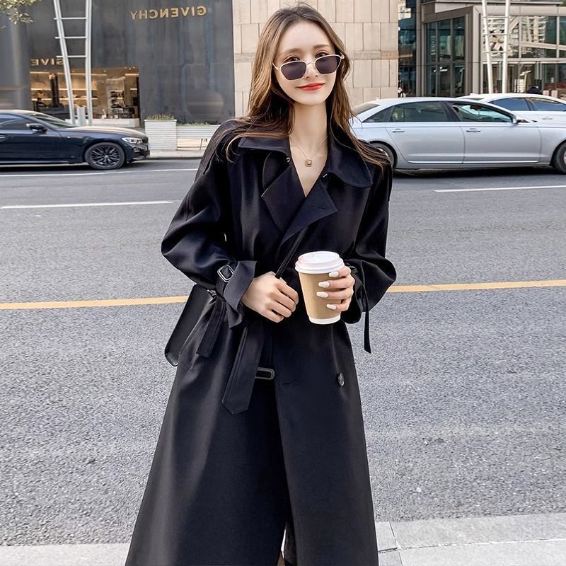 Trench elegante in stile britannico per donna, autunno inverno, di media lunghezza, versione coreana piccola, sopra il ginocchio, snellente_voghion.com