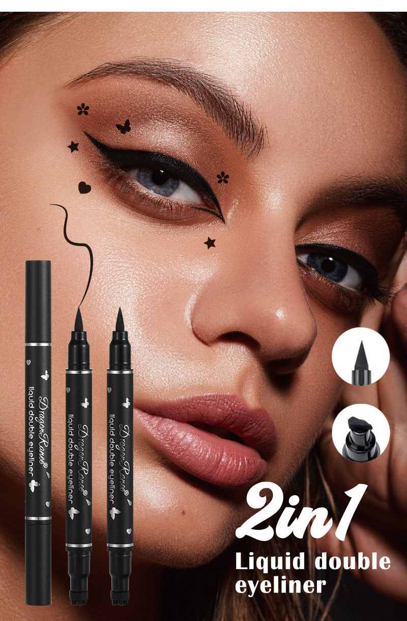 5-teiliges Set mit doppelseitigem Star Stamp Eyeliner – Herz, Pflaumenblüte und weitere Muster, ideal für Anfänger, müheloses Schminken_voghion.com