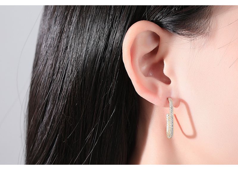 Orecchini a bottone da donna con zirconi cubici e design interamente in diamanti, clip per orecchini a forma di U placcate in oro 18 carati per un look elegante e alla moda._voghion.com