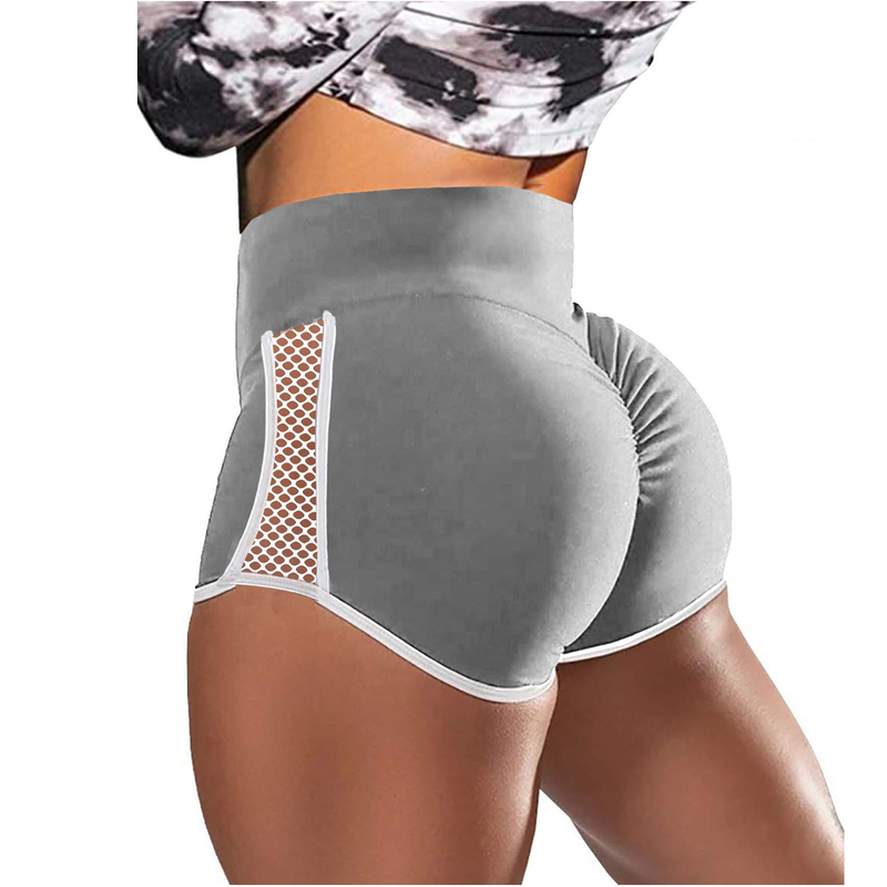 Women's high-waisted belly-controlling butt-lifting shorts, fitness sports pants, hollow splicing shorts_voghion.com