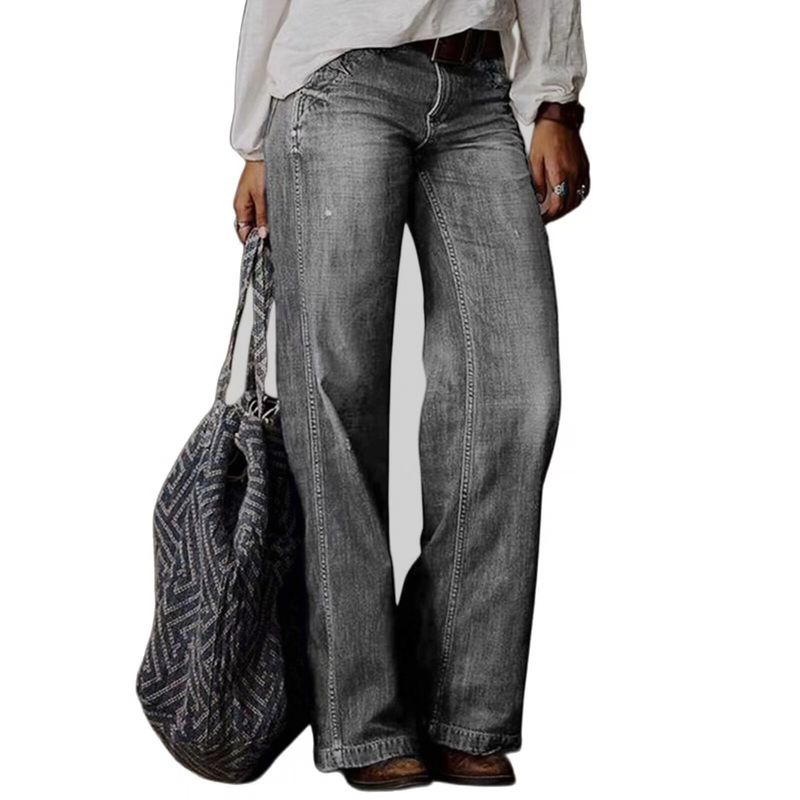 Vêtements pour femmes Pantalons larges droits décontractés à la mode rétro pour femmes Jeans populaires pour femmes_voghion.com