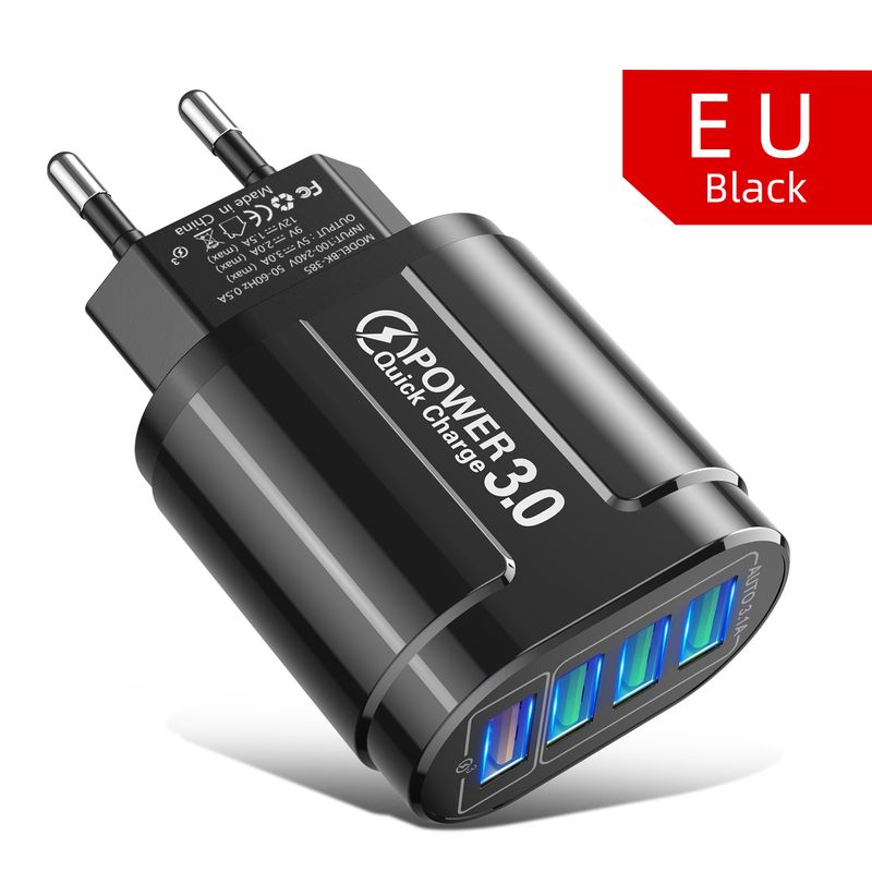 syct New QC3.0 4USB LED Fast US EU UK Travel Charger Charging Head_voghion.com