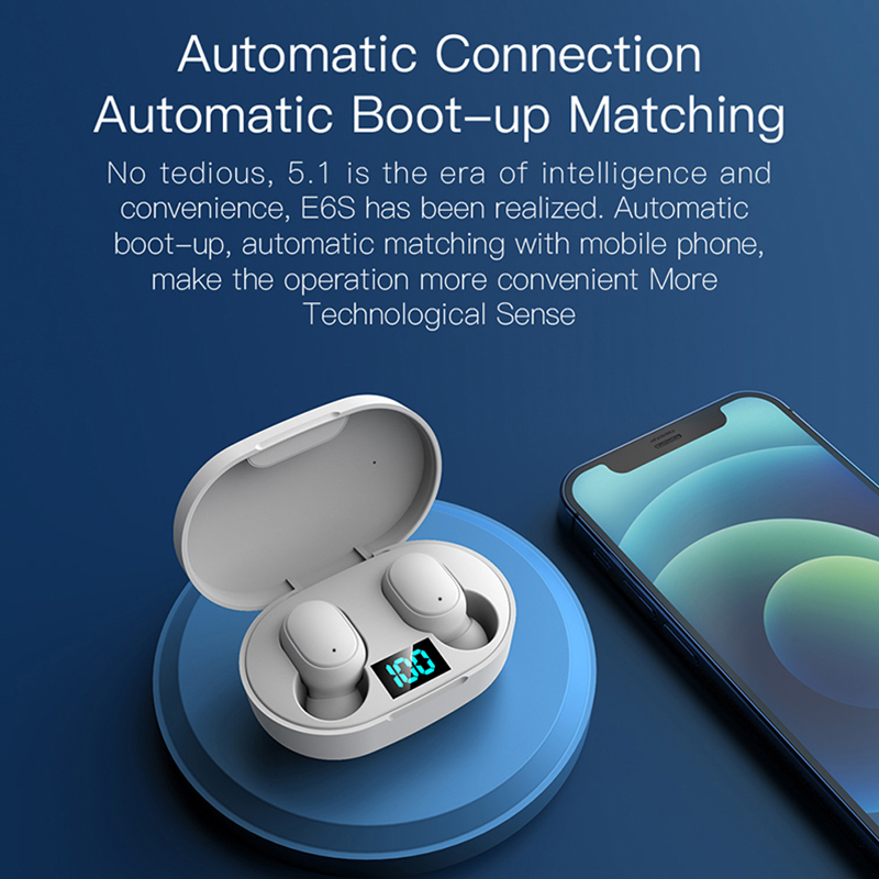 E6S TWS Bluetooth-oortelefoon Draadloze Bluetooth-headset Ruisonderdrukkende headsets met microfoonhoofdtelefoon voor Xiaomi_voghion.com