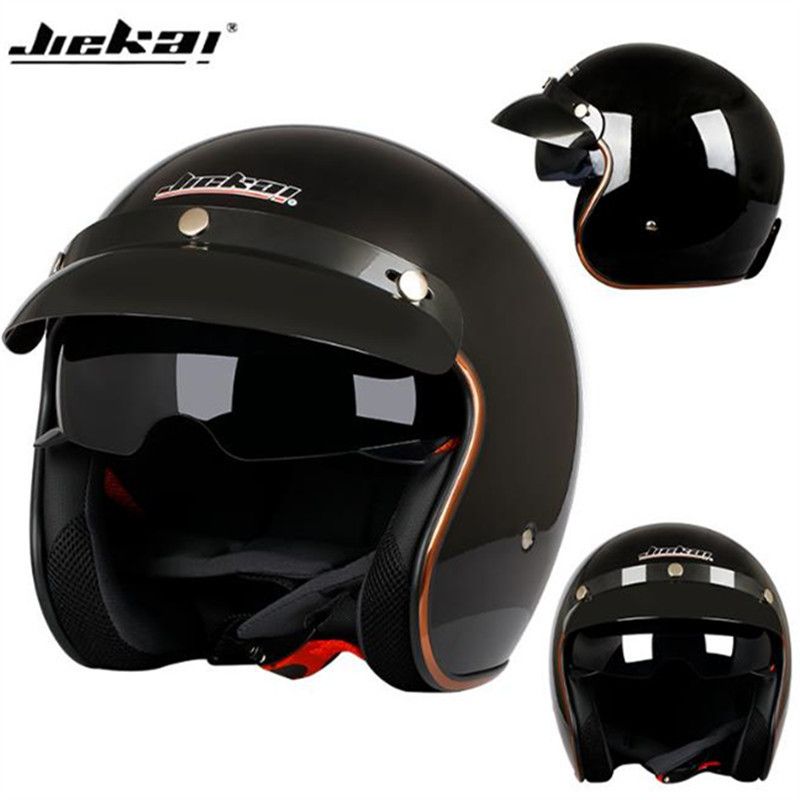 Motorcycle helmet Vintage motorcycle helmet with built-in lens_voghion.com