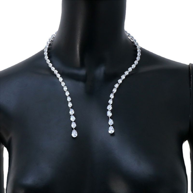 Neue heiße Zirkon Halskette Vielseitige Mode Wassertropfen Offener Kragen Sexy Schlüsselbein Kette Halskette06_voghion.com