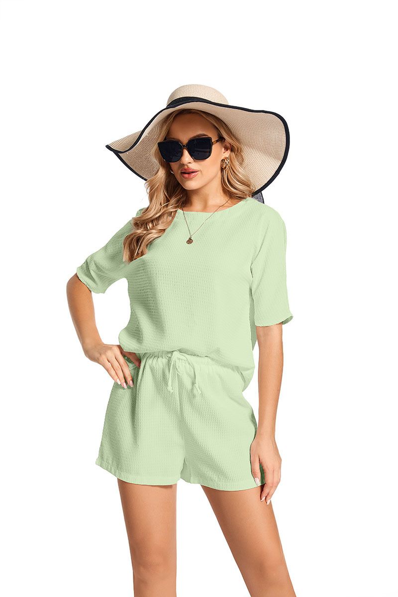 abbigliamento da donna abiti a maniche corte camicie a pipistrello alla moda da donna pantaloncini alla moda abiti a due pezzi_voghion.com