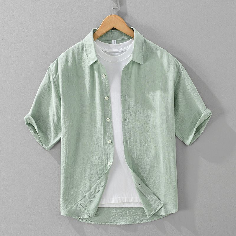 Módní volná jednobarevná košile s krátkým rukávem, graffiti, ležérní tenký střih, opalovací krém, pánská bunda_voghion.com