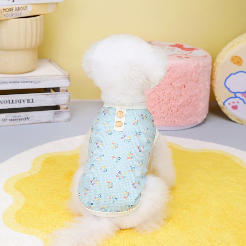 Teddybeer Hond Huisdier Kleding Lente/Zomer 23 Wafel Bloemen Vest_voghion.com