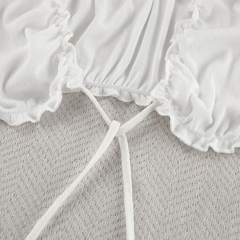 Women's Sleepwears Simple Casual Suspender Shorts Home Clothes Ladies New Knitted Comfortable Lace Up Pajamas_voghion.com