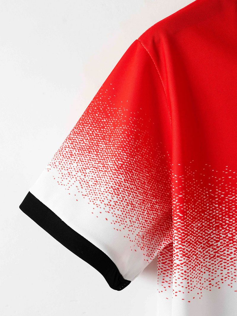 Herrenbekleidung Sommer-Poloshirt mit Fadenkragen und Aufdruck für Herren, kurzärmelig, Reversknopf_voghion.com